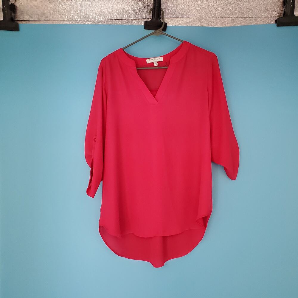 Chaus Blouse Size Small V-Neck 3/4 Sleeve